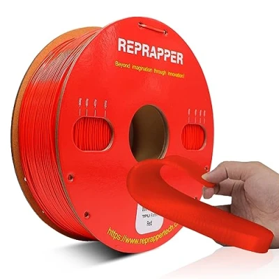 Abbildung von Reprapter TPU Filament 1,75 mm, 95A 3D Druckerfilament, flexibel und weich, unterstützt hohe Geschwindigkeit, FDM Drucker, dimensionale Genauigkeit +/ 0,03, 1 kg rot