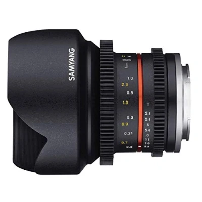 Abbildung von SAMYANG 7793 12/2,2 Objektiv Video APS C MFT manueller Fokus Videoobjektiv 0,8 Zahnkranz Gear, Weitwinkelobjektiv schwarz