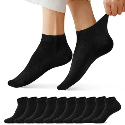 Abbildung von FALARY Sneaker Socken Damen Herren Sneakersocken Kurze 10 Paar Baumwolle Atmungsaktive Halbsocken Unisex, 39 42, 10x Schwarz