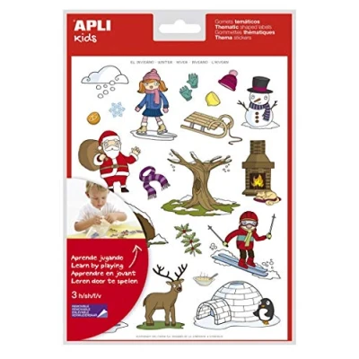 Abbildung von APLI 11617 abnehmbare Themenaufkleber &quot;Winter 3 Blatt Aufkleber