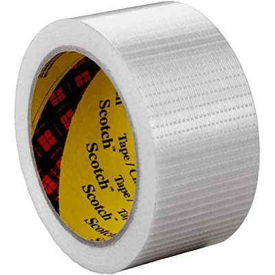 Abbildung von 3M Bidirektionales Filamentklebeband 8959, Transparent, Bündelung, Befestigung, Verpackung, Versiegelung, Biaxial orientiertes Polypropylen (BOPP), Fiberglas, Metall, Abnutzungsresistent, Feuchtigkeitsbeständig, 10%