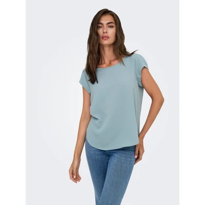 Abbildung von ONLY Kurzarmbluse &quot;ONLVIC feminines Blusenshirt in lockerer Form&quot;, regular fit, Web, Kunstfaser, Rundhals, unifarben