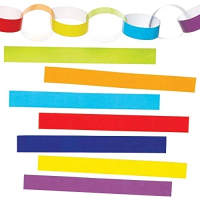 Abbildung von Baker Ross Regenbogenfarbene Papierketten, Packung mit 500 Stück, farbiger Kunstbedarf für Kinder, Bastelarbeiten, AX942