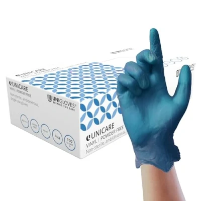 Abbildung von Vogue Lebensmittel Handschuhe, Vinyl, puderfrei, Größe XL, Blau, Box mit 100 Stück