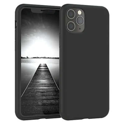 Abbildung von EAZY CASE Premium Silikon Handyhülle kompatibel mit iPhone 11 Pro, Slimcover Kameraschutz und Innenfutter, Silikonhülle, Schutzhülle, Bumper, Handy Case, Hülle, Softcase, Schwarz