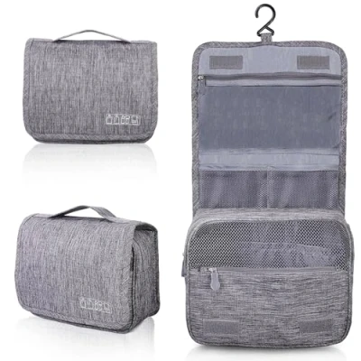 Abbildung von AiQInu Kulturbeutel zum Aufhängen, Kulturtasche Unisex Faltbare Waschtasche Kosmetiktasche Reisezubehör mit Haken für Damen und Herren
