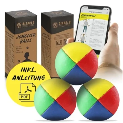 Abbildung von Diabolo Freizeitsport Jonglierbälle 3er Set, 62mm Jonglierball mit nachhaltiger Vogelhirse, wasserabweisendes Kunstleder, ideal für Kinder &amp; Anfänger