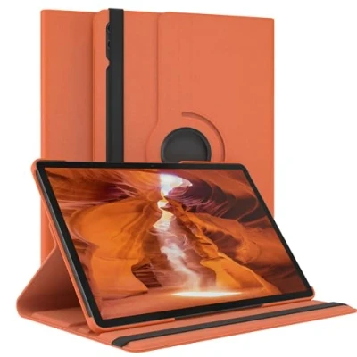 Abbildung von EAZY Case Tablet Hülle für Samsung Galaxy Tab S9 Plus Schutzhülle 12.4 Zoll Smart Cover Rotationcase zum Aufstellen Klapphülle 360 drehbar mit Standfunktion Tasche Kunstleder Orange