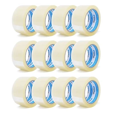 Abbildung von gws Paketklebeband 12 Rollen farblos Geräuscharmes Universalklebeband zum Verpacken von Paketen Hohe Klebekraft Profi Qualität 66 m Länge 50 mm Breite