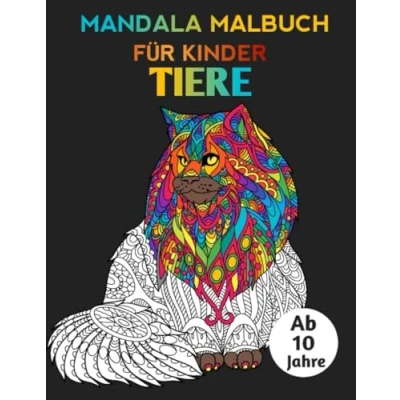 Abbildung von mandala malbuch für kinder ab 10 tiere: Entdecke die magische Welt der Mandalas, 50 wunderschöne Tiermotive zum Ausmalen und Entspannen