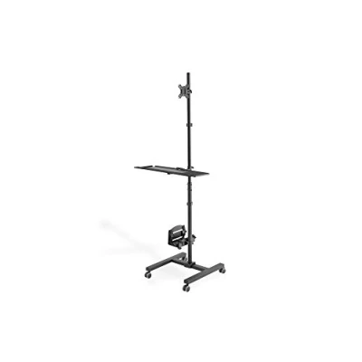 Abbildung von DIGITUS Mobiler Arbeitsplatz mit individueller Höhenverstellung für 17&quot; 32&quot; Monitore integriertes Kabelmanagement PC Halterung Schwarz