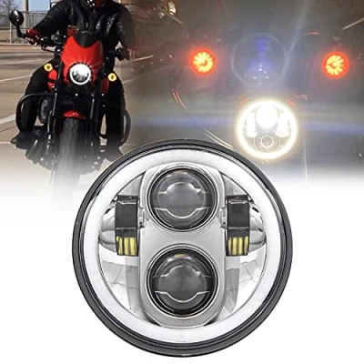 Abbildung von SKUNTUGUANG 5,5 Zoll Rund LED Motorrad Scheinwerfer mit 45W Leistung und einem Halo Engel Augen Scheinwerfer.