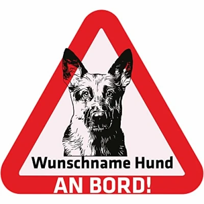 Abbildung von Indigos UG Namensaufkleber Hund Schäferhund Aufkleber mit Namen &amp; Wunschtext individuell personalisiert Auto Motorrad LKW
