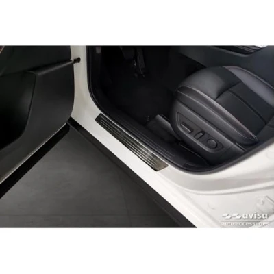 Abbildung von Schwarz Edelstahl Einstiegsleisten kompatibel mit Mazda CX 60 (KH) 2022 &#039;Lines&#039; 4 teilig