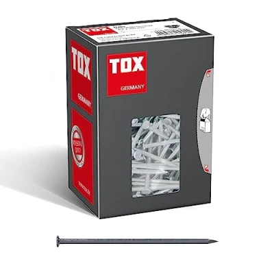 Abbildung von TOX Drahtstifte Nails 4,2x120 mm mit Senkkopf für einfache Holzverbindungen und ebene Flächen, universelle Einsatzmöglichkeit im Innen Außenbereich, blanker Stahl, 400 g Karton, 063100113