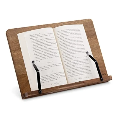 Abbildung von Navaris Buchstütze Buchständer iPad 34x24cm aus Akazienholz für Küche Schreibtisch (1 St)