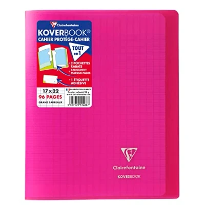 Abbildung von Clairefontaine 951408C Packung mit 10 Heften Koverbook 17x22 cm, 48 Blatt Französische Lineatur, 90g, Einband PP, Rosa, 1 Pack