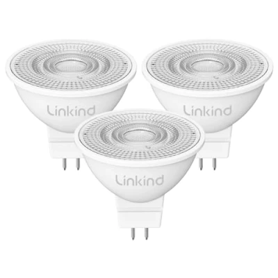 Abbildung von Linkind 12V LED Spot 35W GU5.3 Lampen, 3,4W (ersetzt 35W) Warmweiß 2700K, 360lm/ 36Strahlwinkel Niedervolt MR16 Reflektorlampen, nicht dimmbar, 3 Stück
