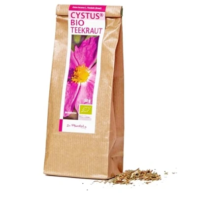 Abbildung von Dr. Pandalis Bio Zistrosenkraut 50g Cistus Incanus Tee in Premium Qualität 100% loser Cystus Das Original aus der Apotheke Cystrosentee nach althergebrachter Weise