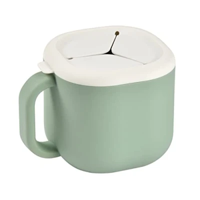 Abbildung von Béaba, Baby Snackbecher aus Silikon, Kinderbecher, Kindergeschirr, Snackbecher, abnehmbarer Deckel, gesunde Materialien, 460 ml, Pick &#039;n&#039; Snack, Salbeigrün