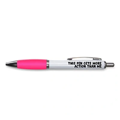 Abbildung von Tongue in Peach Lustiges Geschenk zum Schreiben, Kugelschreiber, Arbeitskollegen, Abschied, Arbeit, Dieser Stift erhält mehr Action als ich Joke Stationary PP36