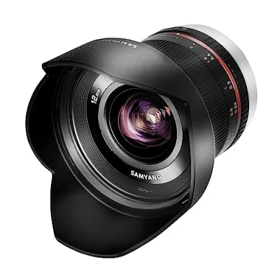 Abbildung von Samyang 12mm F2.0 Canon M schwarz APS C Weitwinkel Festbrennweite Objektiv für M, manueller Fokus, Kamera EOS M6 Mark II, M50, M200, M100, M10, II