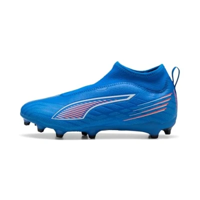 Abbildung von Puma Ultra 6 MATCH+ FG/AG Fußballschuhe ohne Schnürung Teenager Für Kinder Blue/White/Glowing Red Größe: 28