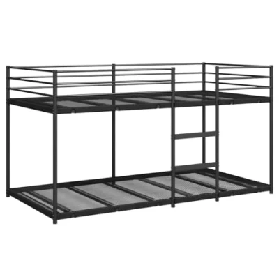 Abbildung von vidaXL Etagenbett ohne Matratze Schwarz 75x190 cm Stahl, Bettgestell, Hochbett, niedriger Etagenbettrahmen, Bettrahmen, Schlafzimmermöbel