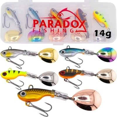 Abbildung von Paradox Fishing Infinity Jig Spinner 5er Set 14g Spin zum Barsch Angeln Köder Zander Hecht Spinnerbait Spinn Barschköder