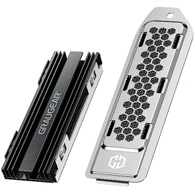 Abbildung von GRAUGEAR Kühlkörper für M.2 NVMe SSD (2280), Heatsink Kühler Kit Playstation5, PS5 Slim, 1x Wärmeableitende Abdeckung und 2x Wärmeleitpads