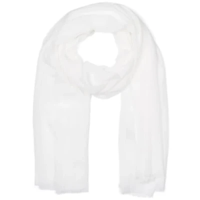 Abbildung von styleBREAKER Damen Schal Einfarbig mit kurzen Fransen an den Enden, Leichtes großes transparentes Tuch Uni 01016223, Farbe:Weiß
