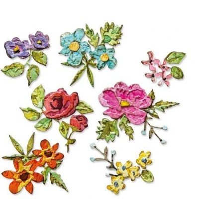 Abbildung von Thinlits Stanzformset, 14 Stück, Pinselstrich, Blumen, Mini Design von Tim Holtz