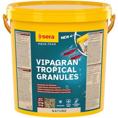Abbildung von sera Vipagran Granules 10 L (3,6 kg) Hauptfutter aus Softgranulat 4% Insektenmehl Gesundes Wachstum &amp; kräftige Entwicklung Auch für Fische mit kleinem Maul Ohne Farb Konservierungsstoffe