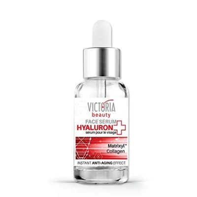 Abbildung von Victoria Beauty Hyaluron Serum hochdosiert mit Collagen, Niacinamide und Matrixyl 3000, Anti Aging Gesichtsserum Hyaluronsäure Peptide gegen Falten, 20 ml