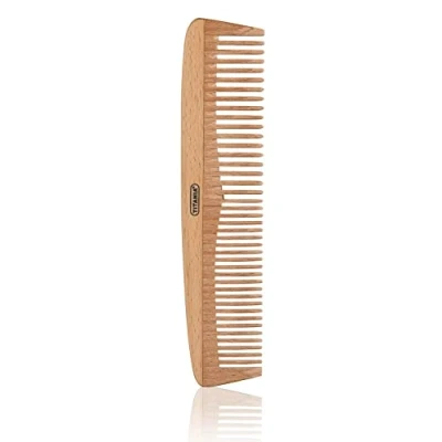 Abbildung von TITANIA Holzkamm aus 100% natürlichem Buchenholz Haarkamm Holz Universal Kamm für jeden Haartyp (Männer &amp; Frauen) (18cm)