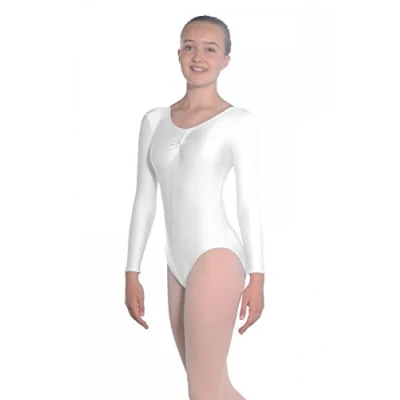 Abbildung von Roch Valley Martene Long Sleeve Nylon/Lycra Leotard 7 8 Jahre Weiß