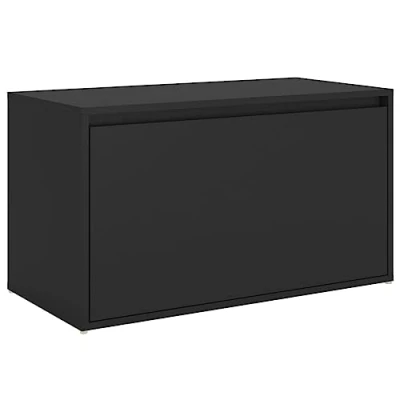 Abbildung von vidaXL Flurbank 1 Schublade Sitzbank Sitztruhe Schuhbank Garderobenbank Truhenbank Bank mit Stauraum Flurmöbel 80x40x45cm Schwarz Holzwerkstoff
