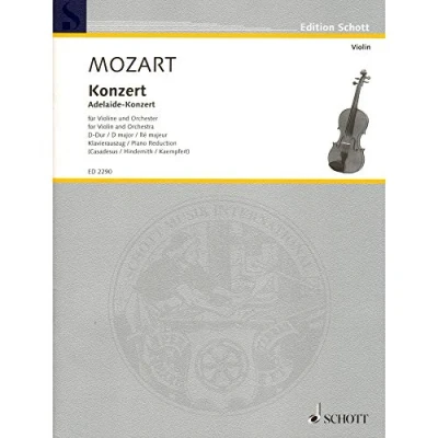 Abbildung von Konzert D Dur: Adelaide Konzert. KV Anh. 294a. Violine und Orchester. Klavierauszug mit Solostimme. (Edition Schott)