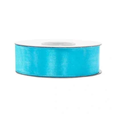 Abbildung von Satinband 25mm x 25m Rolle FARBAUSWAHL in 3/6/12/18/25/38/50/75/100mm farbecht &amp; waschbar Schleifenband für Hochzeit Geschenkband zum Verpacken Dekorieren Basteln Helltürkis 340