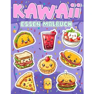 Abbildung von Kawaii Essen Malbuch;Kawaii und Trinken Malbuch,Kawaii Ausmalbilder mit niedlichen Lebensmitteln