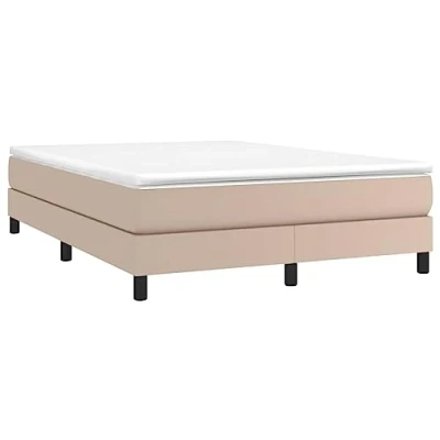 Abbildung von vidaXL Bettgestell, Polsterbett Bett für Schlafzimmer, Bettrahmen mit Lattenrost, Kunstlederbett Doppelbett, Cappuccino Braun 140x200cm Kunstleder