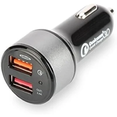 Abbildung von ednet 84103 USB Kfz Ladeadapter, Eingang 12 24 Volt, 2 Ports 1x 5V/2,4A Qualcom Quick Charge 3.0, schwarz