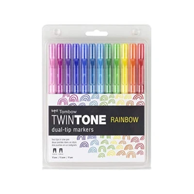 Abbildung von Tombow Twintone dual tip marker set Rainbow colours 12pcs