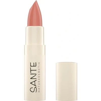 Abbildung von SANTE Naturkosmetik Moisture Lipstick 02 Coral Glaze, pflegender Lippenstift mit Hyaluron, Plump Effekt und Sepilift, Lippenpflege für geschmeidige zart glänzende Lippen in Korallenrosa, 4,5g