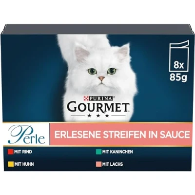 Abbildung von Gourmet Perle Erlesene Streifen Katzenfutter nass, Sorten Mix, 10er Pack (10 x 8 Beutel à 85g)
