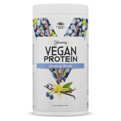 Abbildung von PEAK Yummy Vegan Protein 450g Geschmack Blueberry Vanilla I 15 Portionen Proteinquellen: Kürbis, Favabohne, Erbse, Mandel, Hanf frei von Gentechnik glutenfrei 450 g