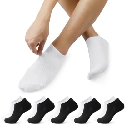 Abbildung von FALARY Sneaker Socken Damen Herren Kurz Baumwolle Atmungsaktive Sportsocken Laufsocken Anti Schweiß Outdoor Running Schwarz x5 + Weiß x5,35 38,10 Paar