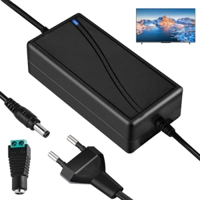Abbildung von LED Trafo 12V 5A Netzteil Adapter: AC 100 240V Strip EU Stecker, 12 Volt Stromversorgung 5.5 x 2.5 mm Universal Netzadapter Steckernetzteil Transformator für Lichtstreifen LCD Monitor