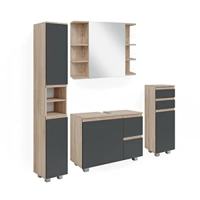 Abbildung von Vicco Badmöbel Set J Shape, Sonoma/Anthrazit, 4 Teile