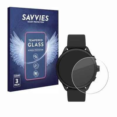 Abbildung von Savvies Panzer Schutz Glas für Fossil Smartwatch Wellness (Gen 6) Hybrid (3 Stück) 9H Hartglas, Anti Fingerprint, Displayschutz